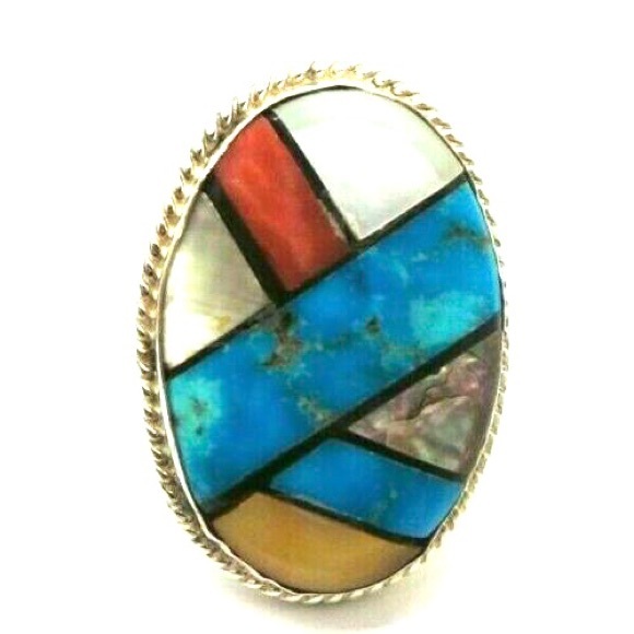 .925 SILVER MARY LIVINGSTON TURQUOISE PEARL Ring - Picture 2 of 9